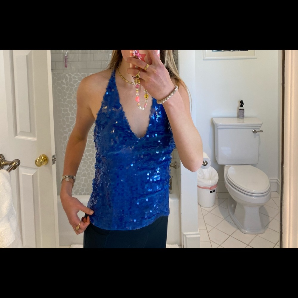 Sparkly blue tank top